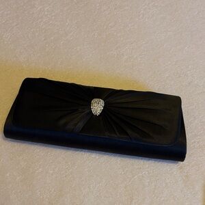 Black Evening Clutch with Rhinestone Accent